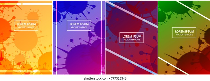 Set of colorful covers with blots. For banners,  posters, flyers. Vector template.