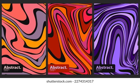 Set of colorful covers with marble texture. Abstract background. Vector illustration.