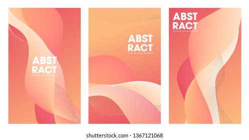 Set of colorful covers with wavy shapes and gradient in the abstract background. Design elements for a poster, cover, card, brochure, banner 