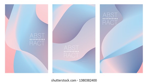 Set of colorful covers with wavy shapes and gradient in the abstract background. Abstract design cards perfect for prints, flyers, banners, invitations, special offer and more. 