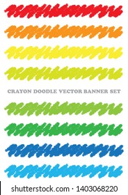 Set of colorful crayon design elements isolated on a white background. Vector illustration.