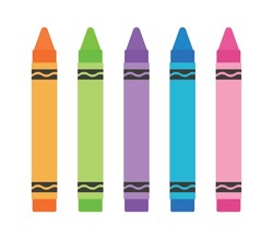 Set Of Colorful Crayon Illustrations. School Supplies Used As Tools For Kids Drawing And Coloring At School In Art Class.