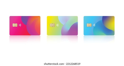 set of colorful credit card templates