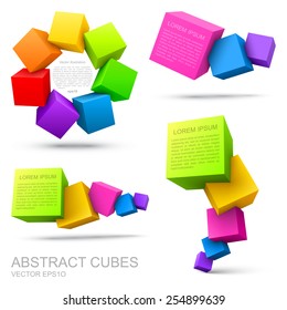 Set Of Colorful Cubes 3D.