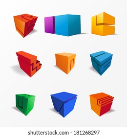  set of colorful cubes for design