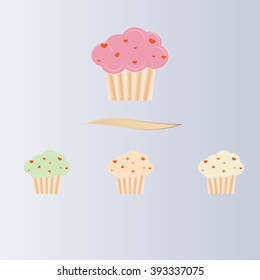 set of colorful cupcakes