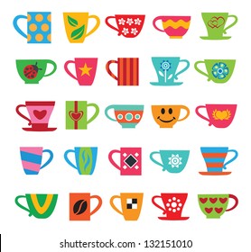 Set of colorful cups
