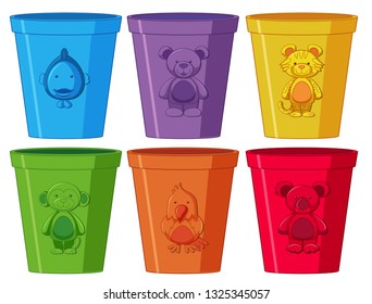 set of colorful cups illustration