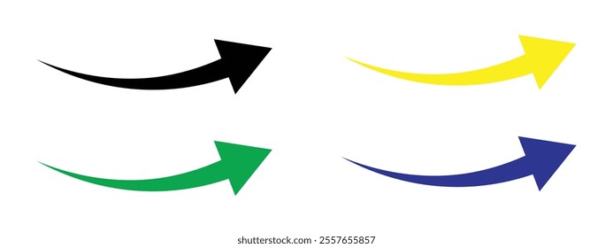 Set of colorful Curved arrows. Arrow icon. Curved Arrow vector collection. Modern simple arrows. EPS Vector illustration