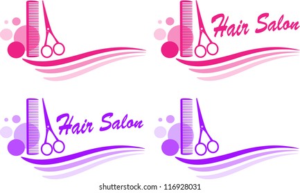 set of colorful cute barbershop sign