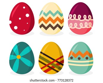 set of colorful and cute Easter eggs 