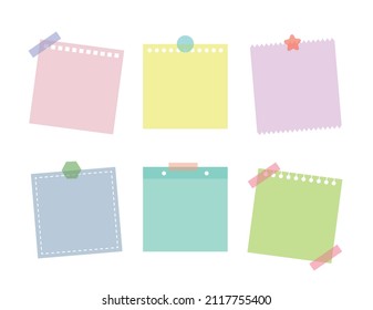 Set of colorful and cute notes, memo, paper, stickers and deco frames.