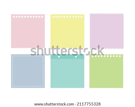 Set of colorful and cute notes, memo, paper, stickers and deco frames.
