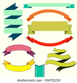 Set of colorful cute ribbon banners.