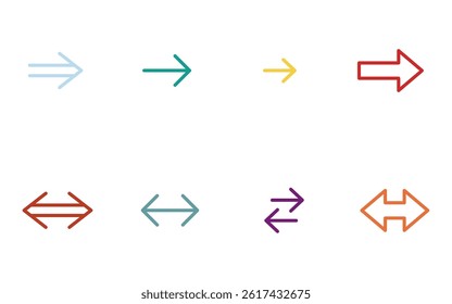 Set of colorful, cute and simple arrow icons, advance and replace, Vector Illustration