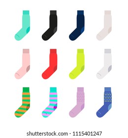 Set of colorful cute socks.
