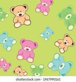 set colorful cute teddy bears