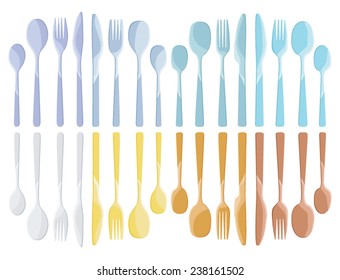 Set of colorful cutlery