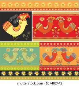 Set of colorful decorative birds 