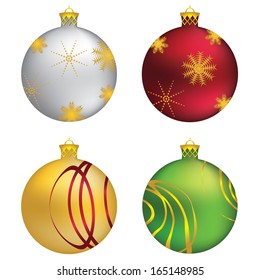 Set of colorful decorative Christmas balls on white background