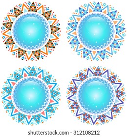 Set of Colorful Decorative Round Frames. Great Ornaments for Greeting Cards, Invitations or Labels. Isolated Vector Badges for Your Design
