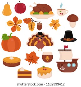 Set of colorful design elements for autumn, fall and Thanksgiving.