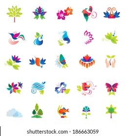 Set of Colorful Design Elements.  Nature icons.