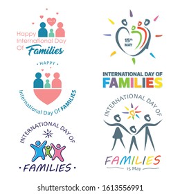 Set of colorful design international day of families with graphic family holding hands. Design letter international day of families for element design. Vector illustration EPS.8 EPS.10