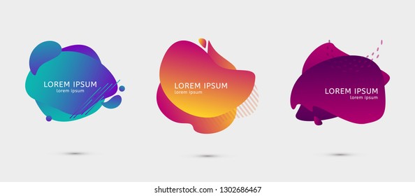 Set of colorful design templates for presentation. Gradient shapes for identity.