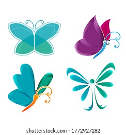 Set colorful design vector butterfly icon symbol. Insect symbol icon in flat style. Vector illustration EPS.8 EPS.10