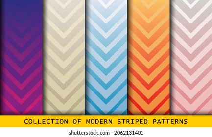 Set of colorful diagonal striped patterns textures
