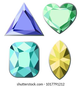 Set of colorful diamonds of different cut shapes