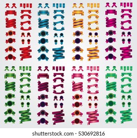 Set of colorful different vector ribbons. Vector illustration. Different ribbons for your banners and Design