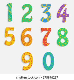 set of colorful digits.