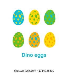 Set of colorful dino eggs. Flat style vector illustration