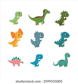 set colorful dinosaur design vector illustration