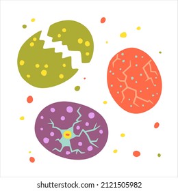 Set with colorful dinosaur eggs. Vector flat illustration collection