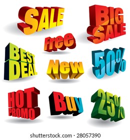 Set of colorful discount slogans.