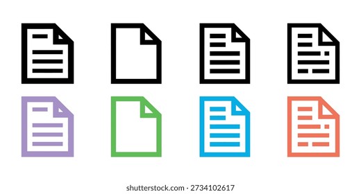 A set of colorful document icons representing files or pages with lined text.