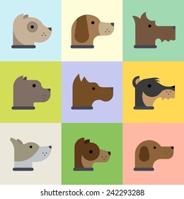 Set of colorful dog icons