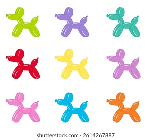 set of colorful dog shaped balloons - vector graphics