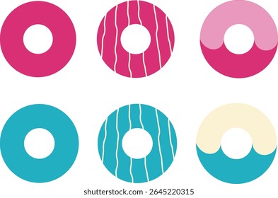 Set of colorful donut icon illustrations