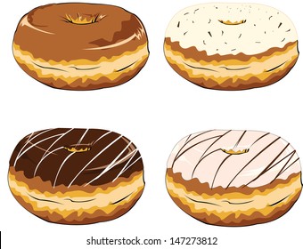 set of colorful donuts