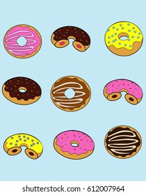 set of colorful donuts