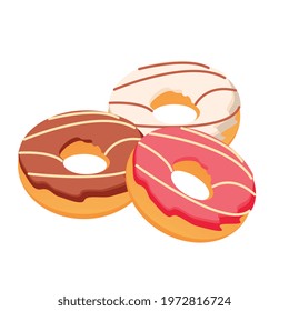 A set of colorful donuts, a graphic element in a vector on a white background