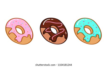 Set of colorful donuts. Idea for cafe