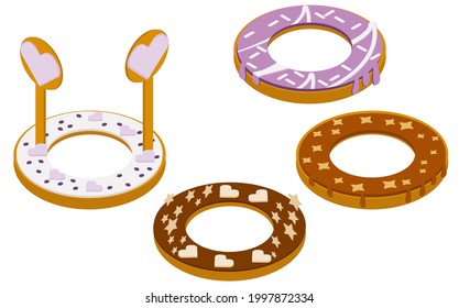 Set of colorful donuts .Isometry