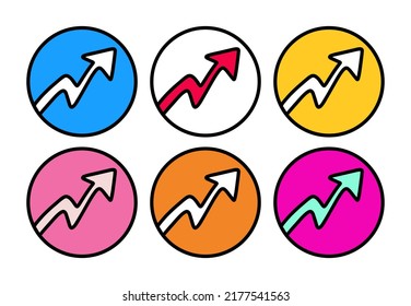 Set of colorful doodle line arrows vibrant infographics logo icon direction business growth process progress