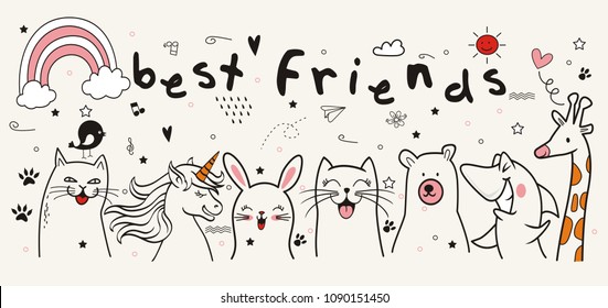 Best Friends Doodle Images Stock Photos Vectors Shutterstock
