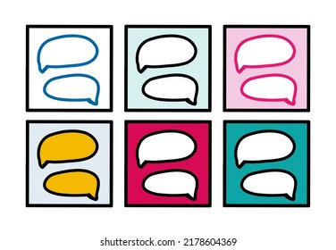 Set of colorful doodle speech bubbles in cartoon style vibrant